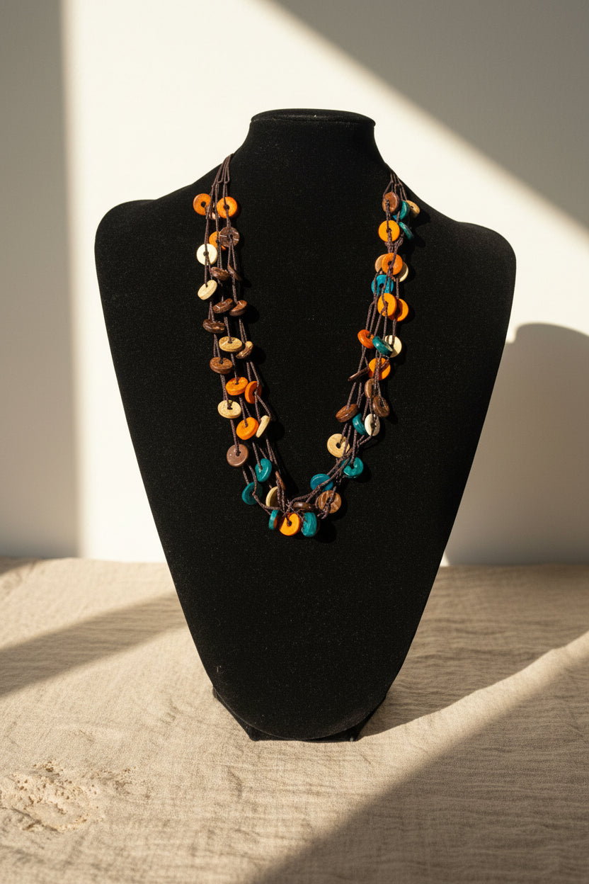 Layered Wooden Bead Necklace
