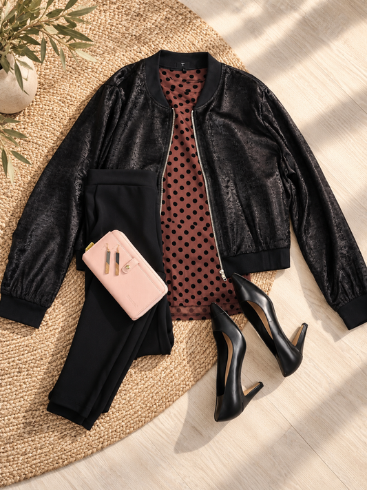 Metallic Zip Up - Black