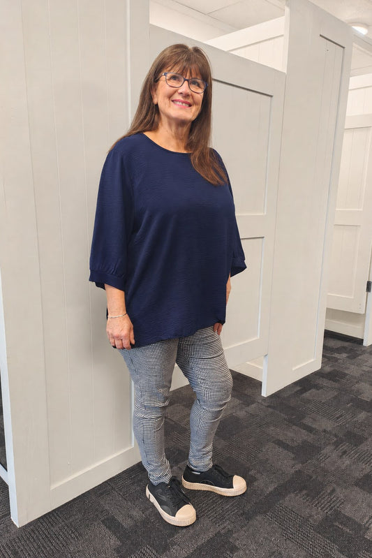 Plain Draped Izzy Top - Navy