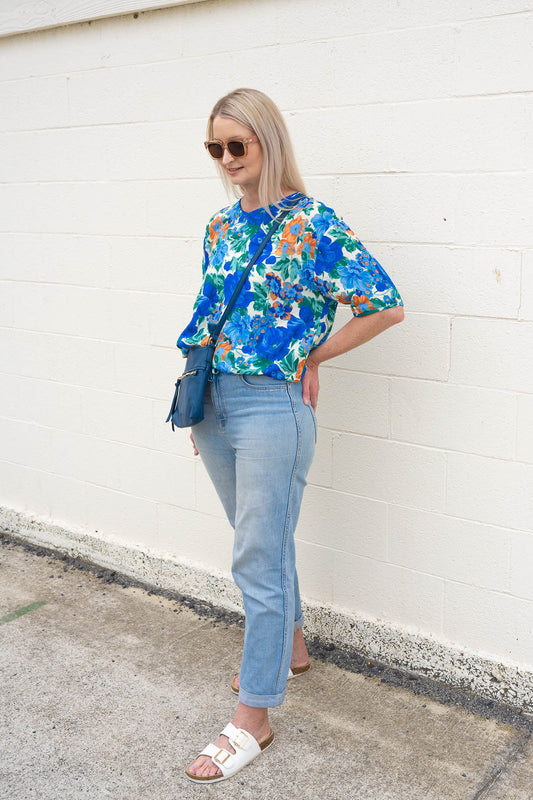 Short Sleeve Verity Tie Top - Blue Summer Lovin'