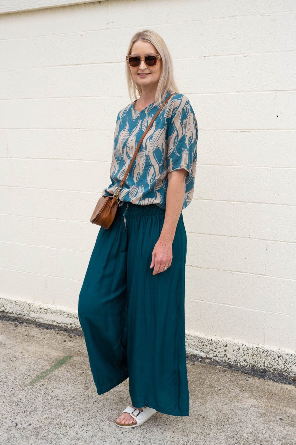 Loose Tie Palazzo Pants - Dark Emerald