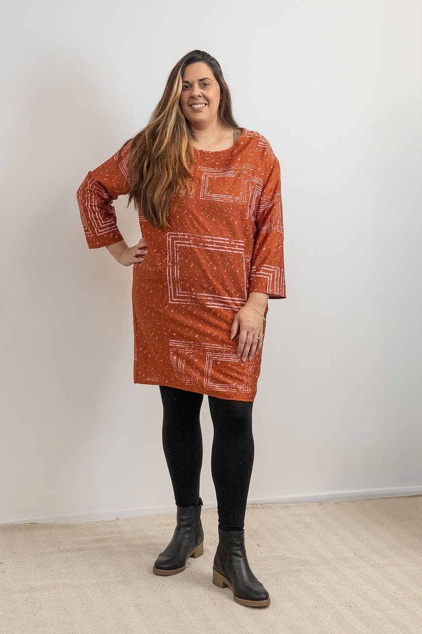 Geo Tunic/Dress - Rust