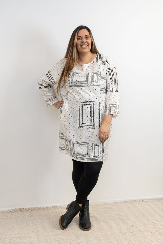 Geo Tunic/Dress - White