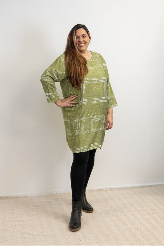 Geo Tunic/Dress - Green Tea