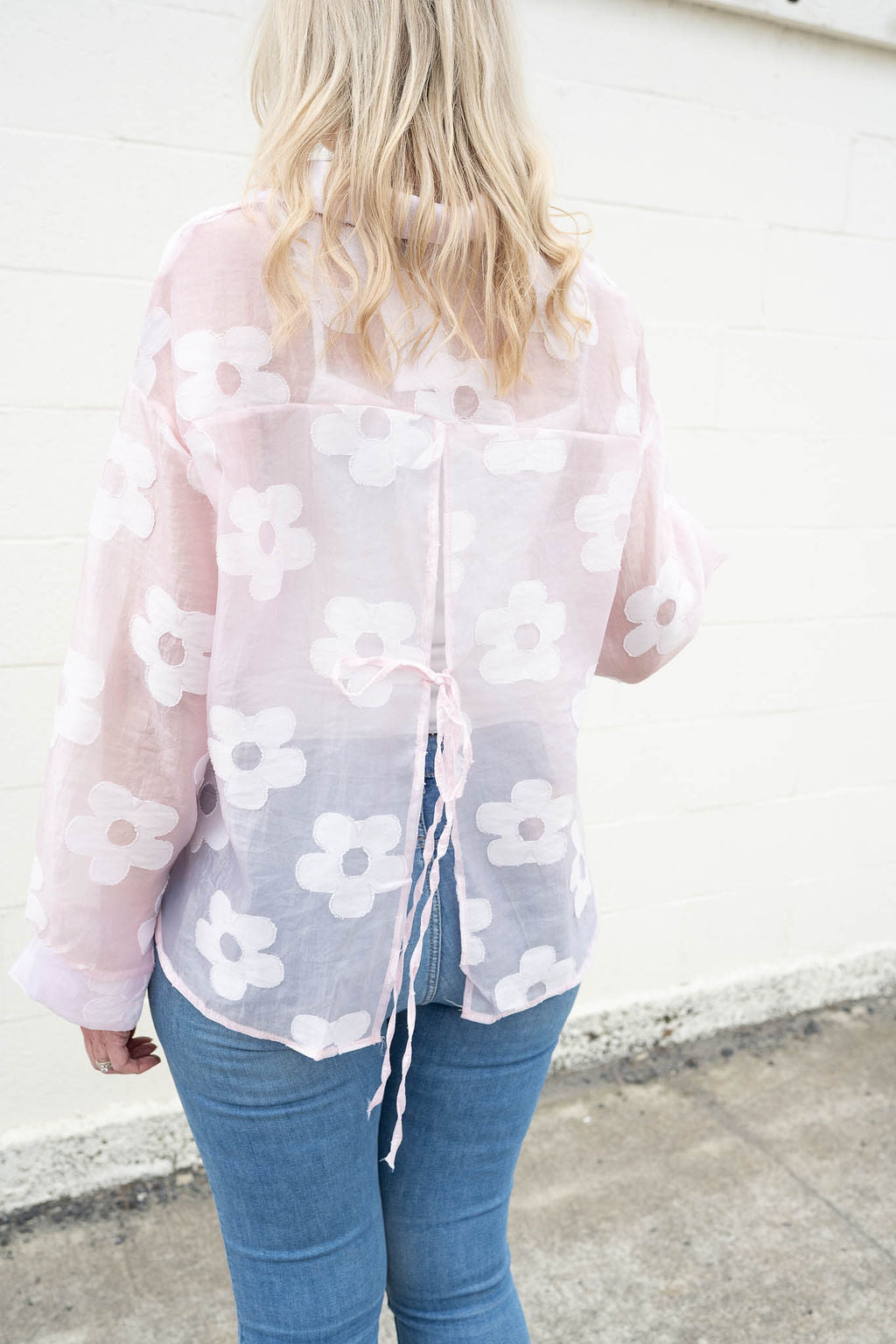 Sheer Floral Suri Button Up Shirt - Pink