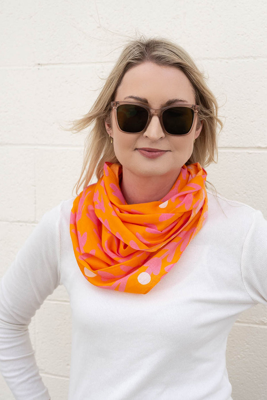 Cotton Scarf - Orange Pop Lightweight Infinity