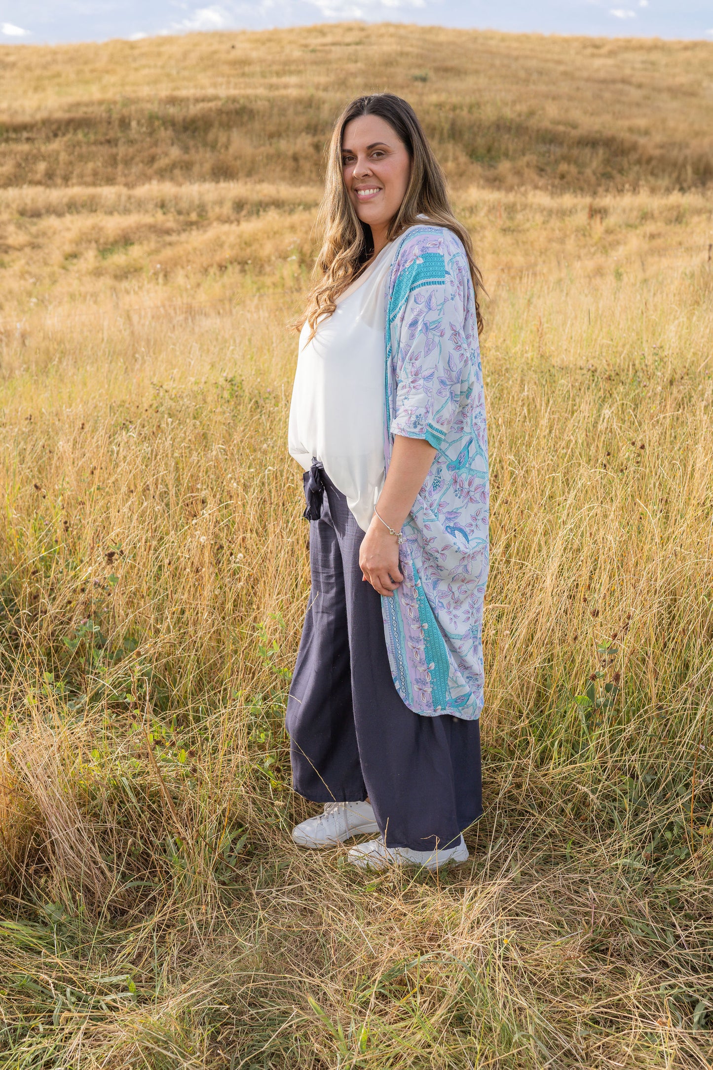 Lilac Love - Long Patterned Kimono