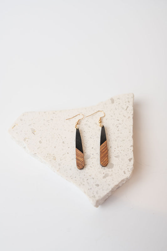 Black/Wood Resin Earrings