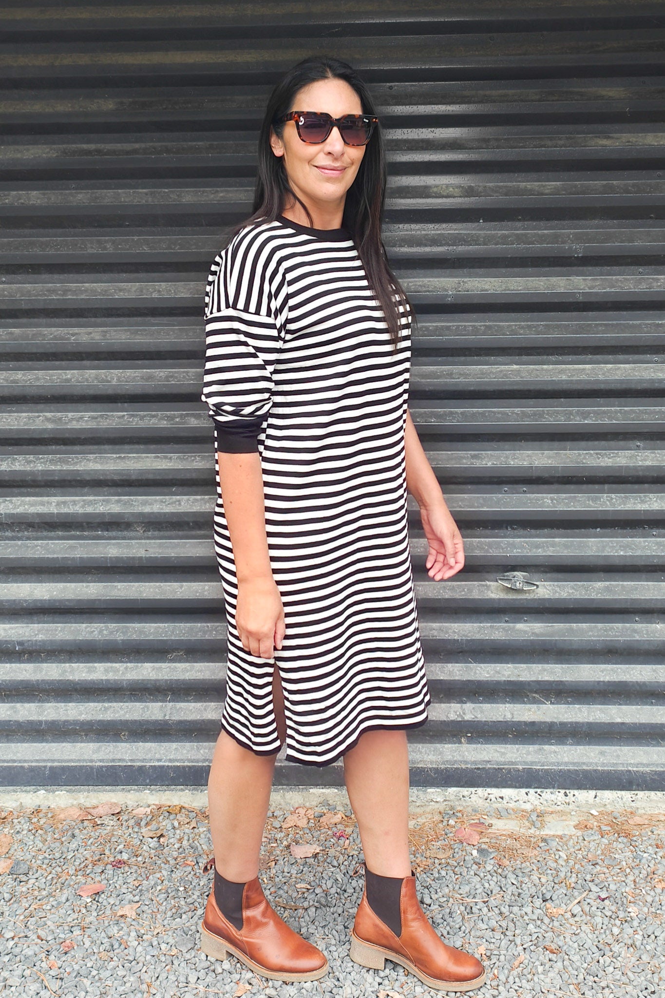 White/Black - Striped Liana Jersey Dress