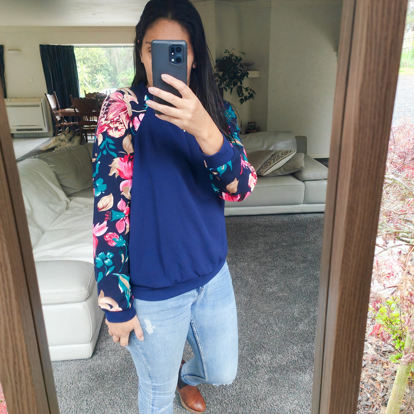 Navy Floral Sleeve Celeste Top