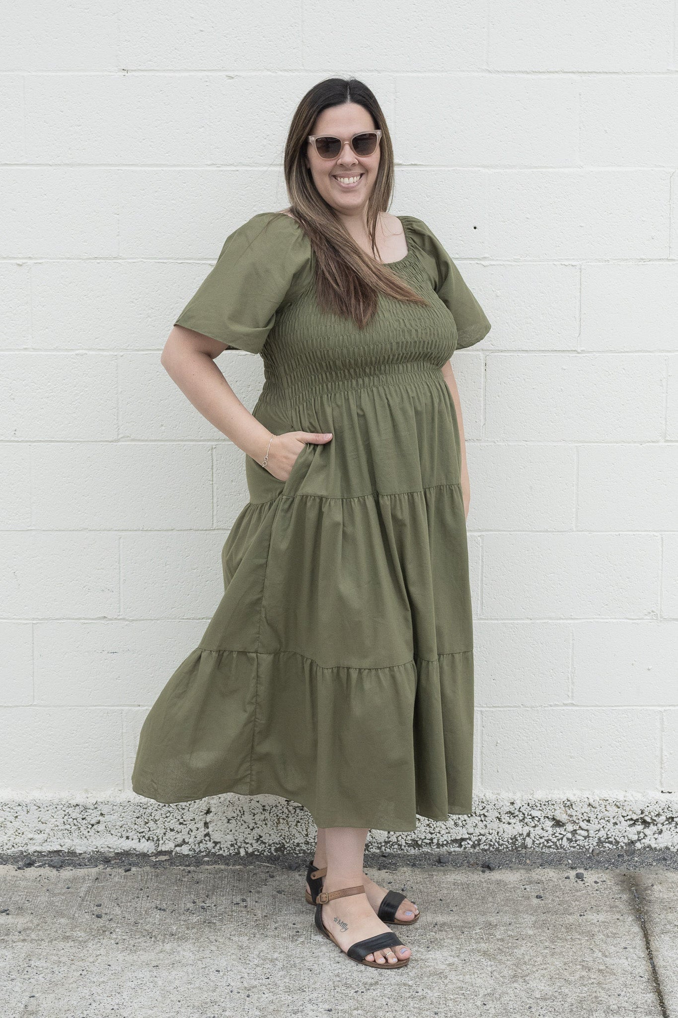 Shirred Bust Soph Maxi - Khaki
