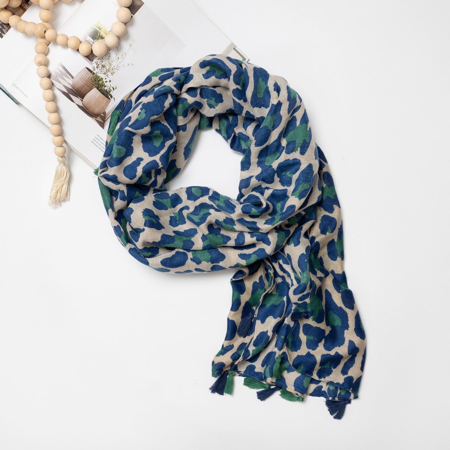 Blue/Green Animal Print Scarf