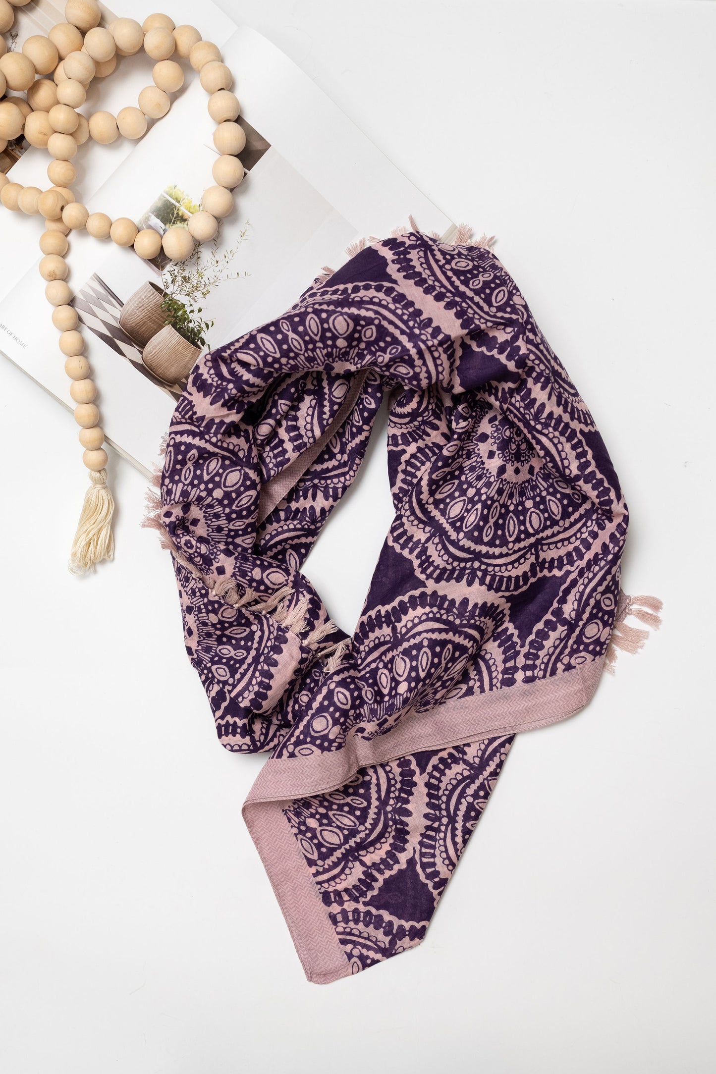 Mandala Tassel Scarf - Purple