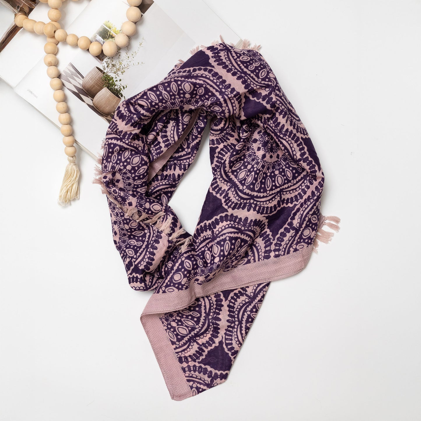 Mandala Tassel Scarf - Purple