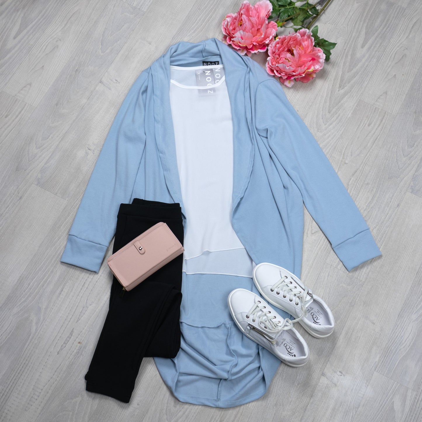 Sea Mist - Ribbed Long Kimono Cardi