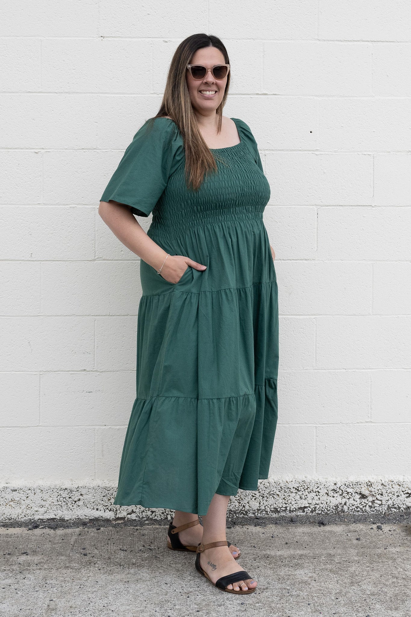 Shirred Bust Soph Maxi - Emerald Green