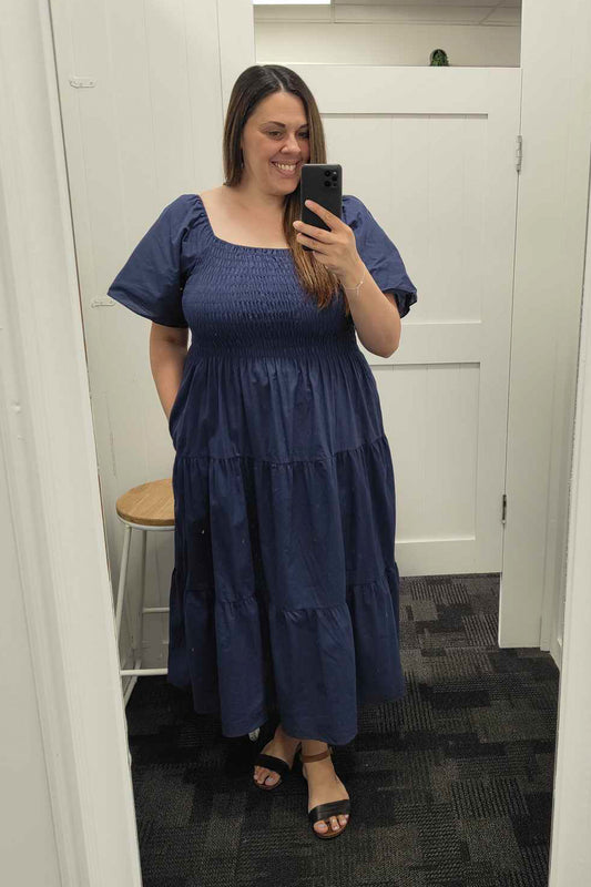 Shirred Bust Soph Maxi - Navy