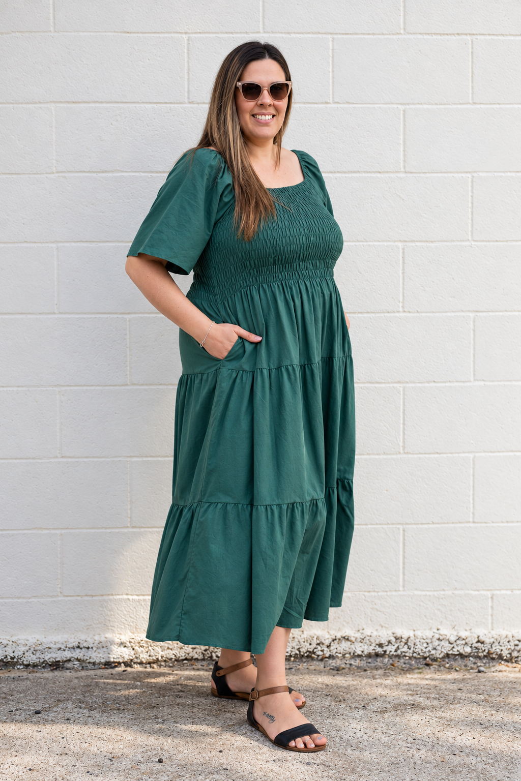 Shirred Bust Soph Maxi - Emerald Green
