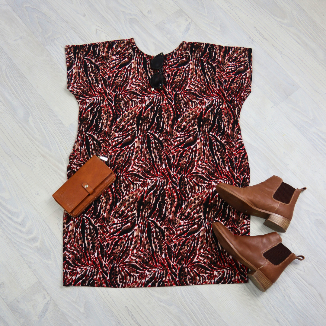 Slouchy T-Shirt Dress - Abstract Print