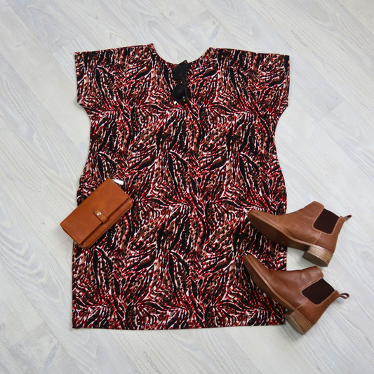Slouchy T-Shirt Dress - Abstract Print