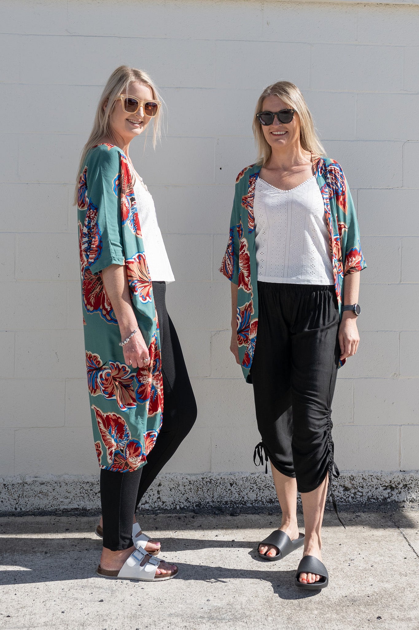 Teal & Rust Leaf - Long Patterned Kimono