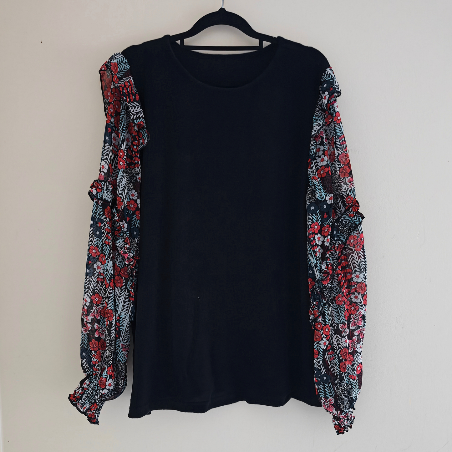 Black Chiffon Sleeve Moira Top