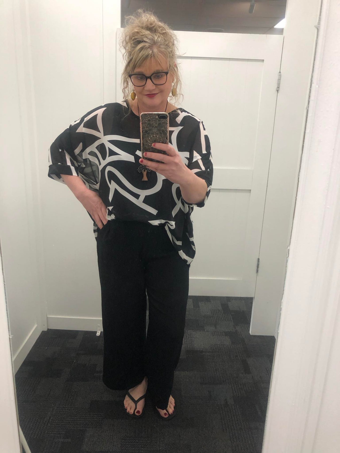 PRE-ORDER** B/W Pattern Draped Top - Vogue Collection