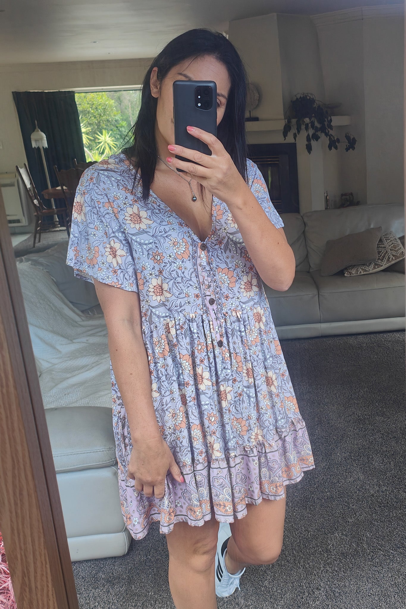 Lavender Floral - Boho Loose Kara Tunic