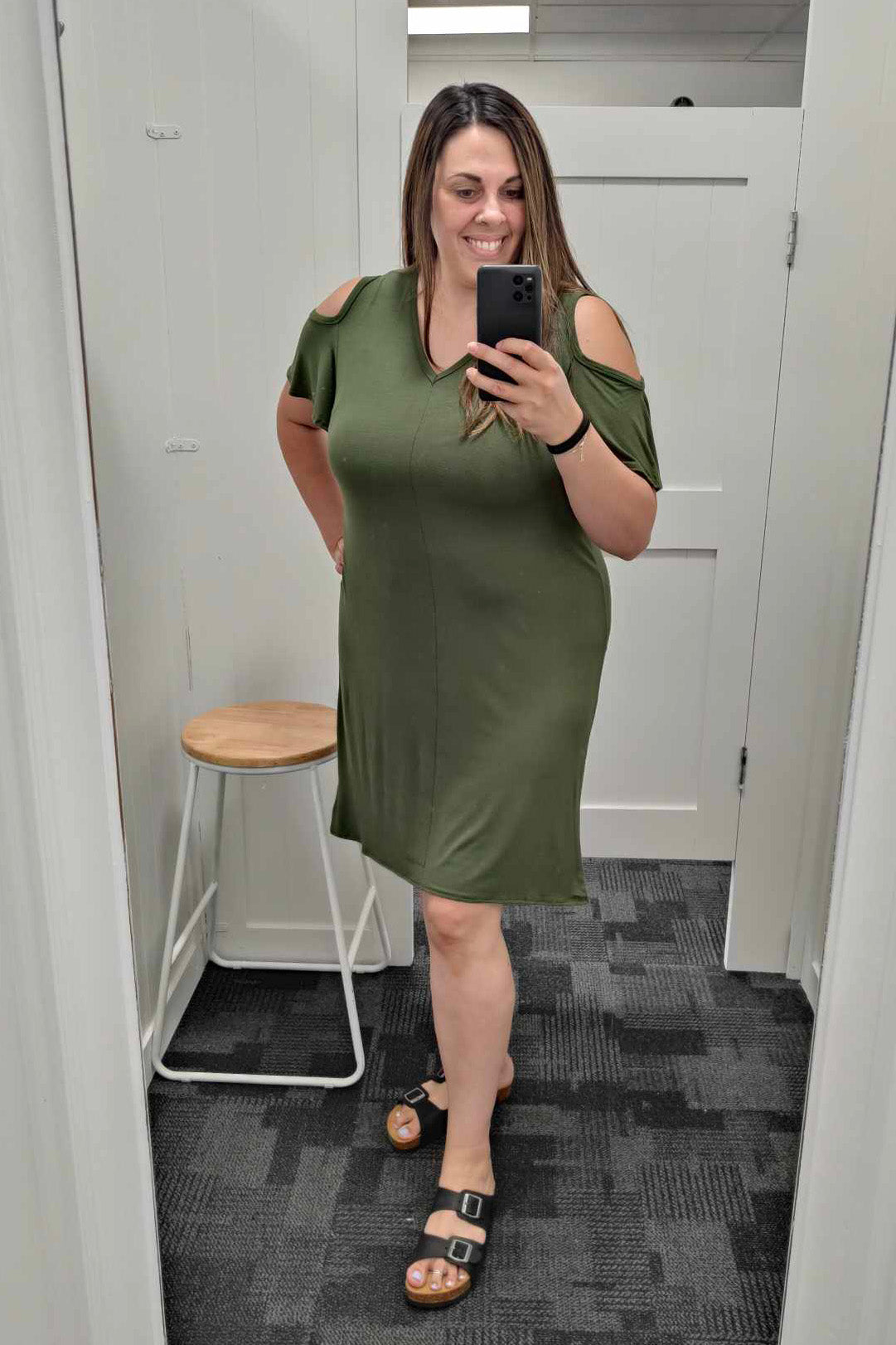 Cold Shoulder Kinsley Dress - Olive