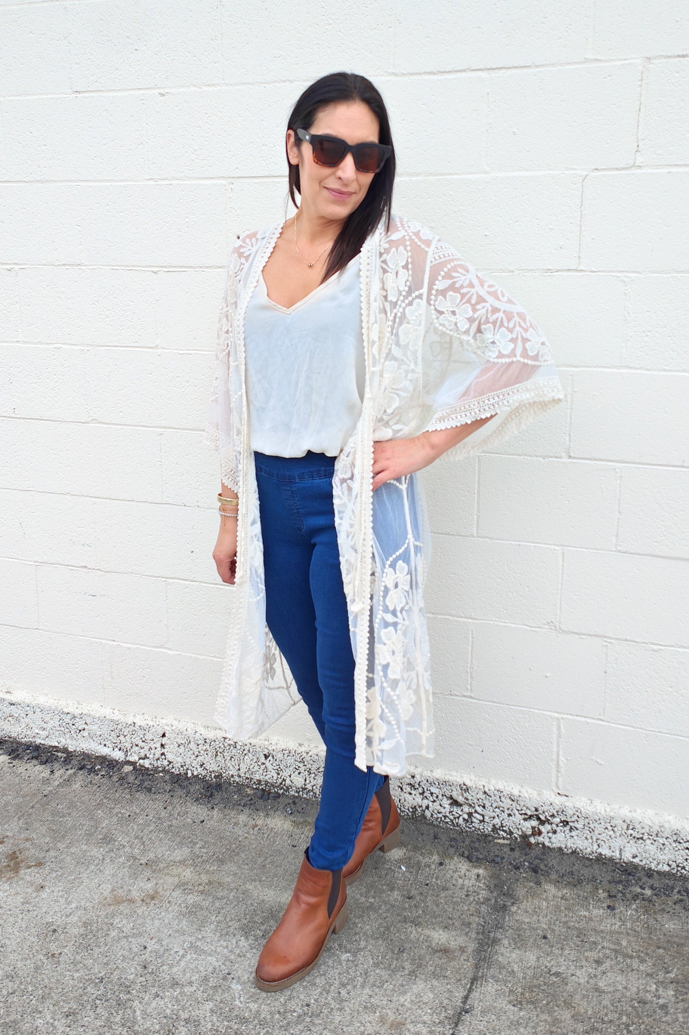 Cream Ariana Embroidered Cardi