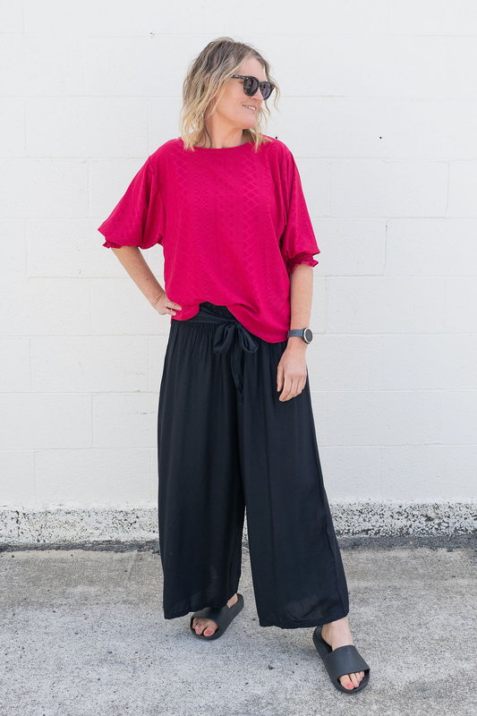 Loose Tie Palazzo Pants - Black