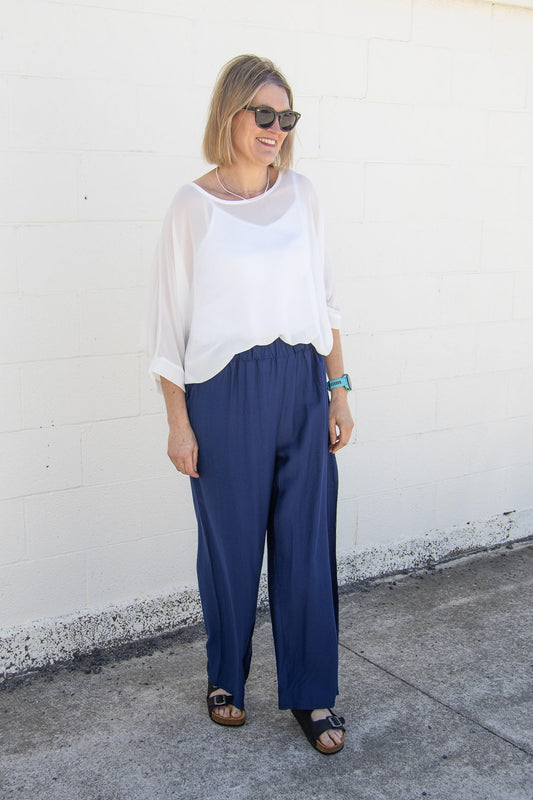 Navy - Straight Leg Pants