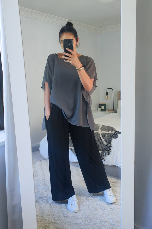 Wide Leg Weekender Pants - Black