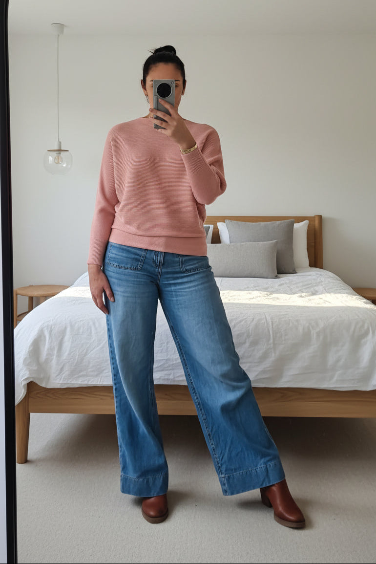 Misty Rose - Nellie Ribbed Batwing Knit