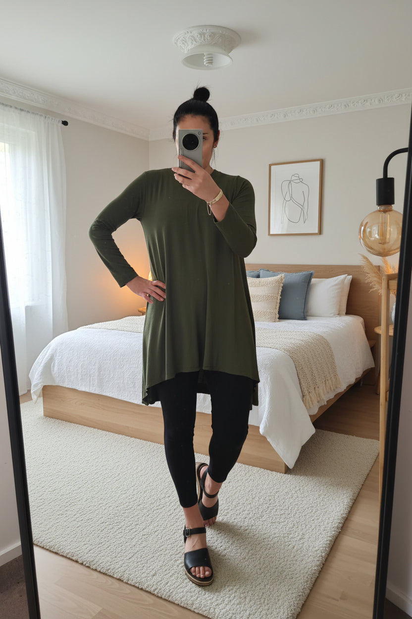 Hi-Lo Punn Tunic - Olive