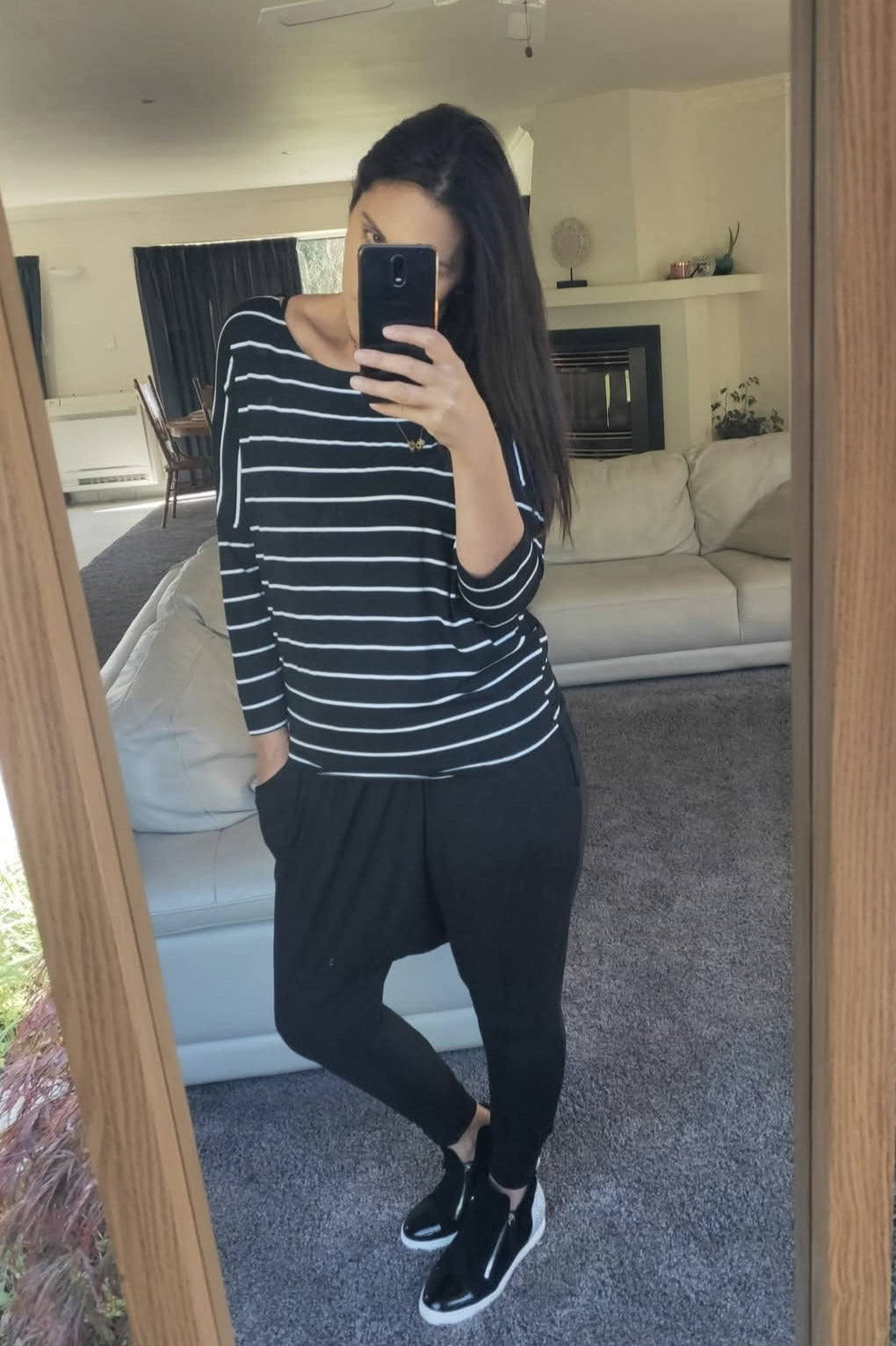 Wide Stripe Batwing Molly Top - Black/White