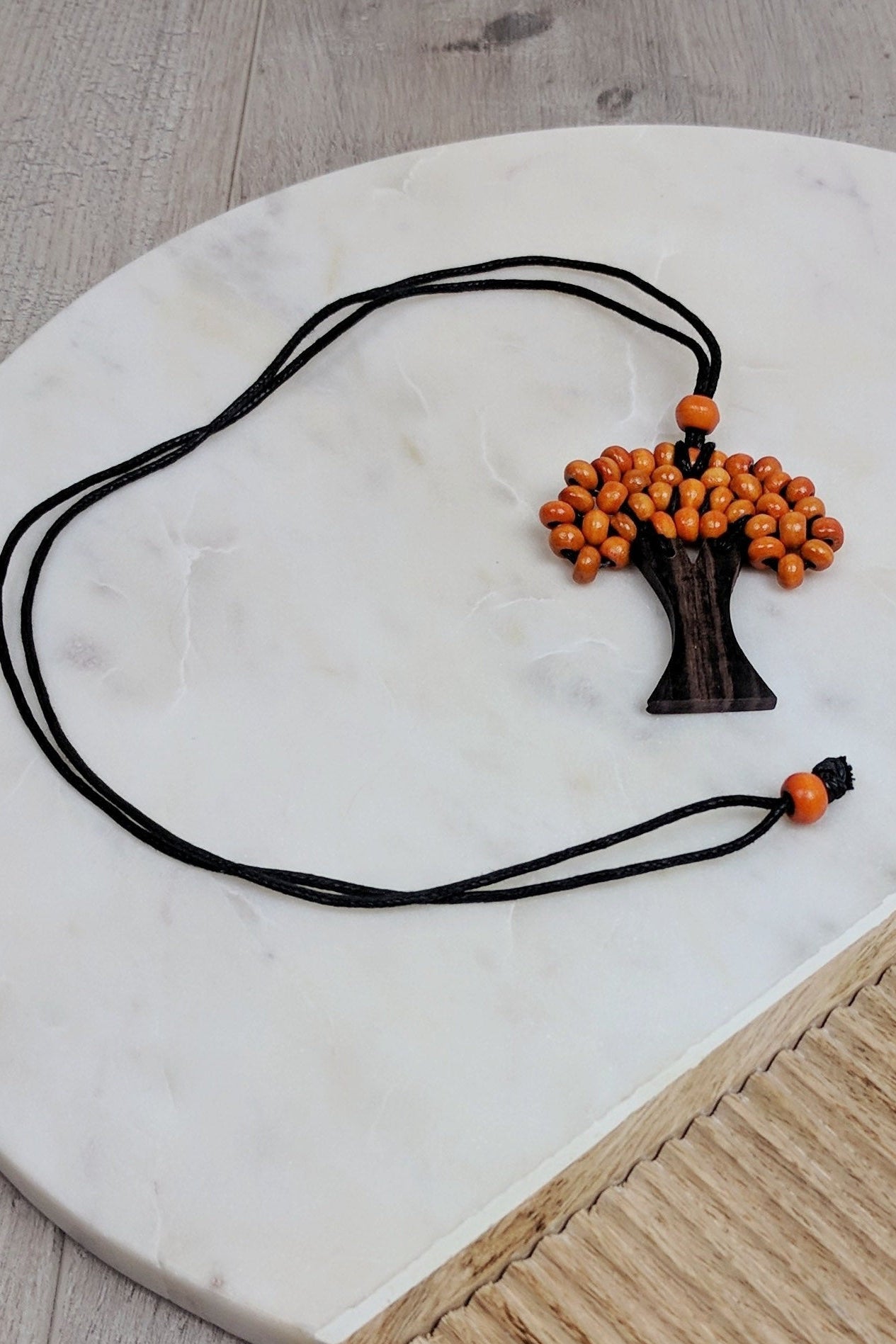 Wooden Tree Necklace - orange
