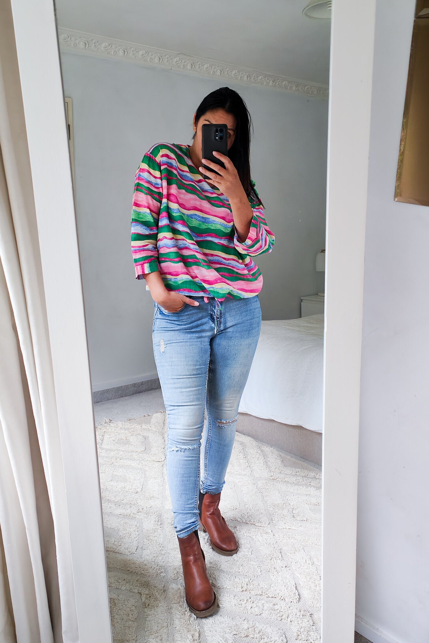 LS Patterned Verity Tie Top - Candy Stripe