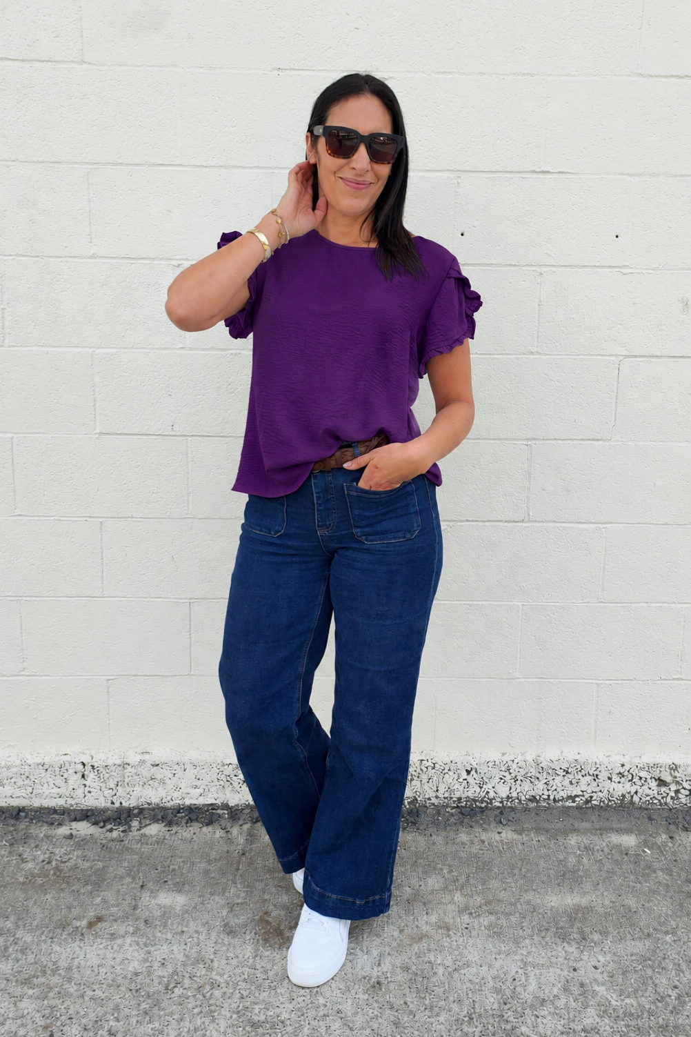 Mulberry - Silky Vanessa Ruffle Sleeve Top