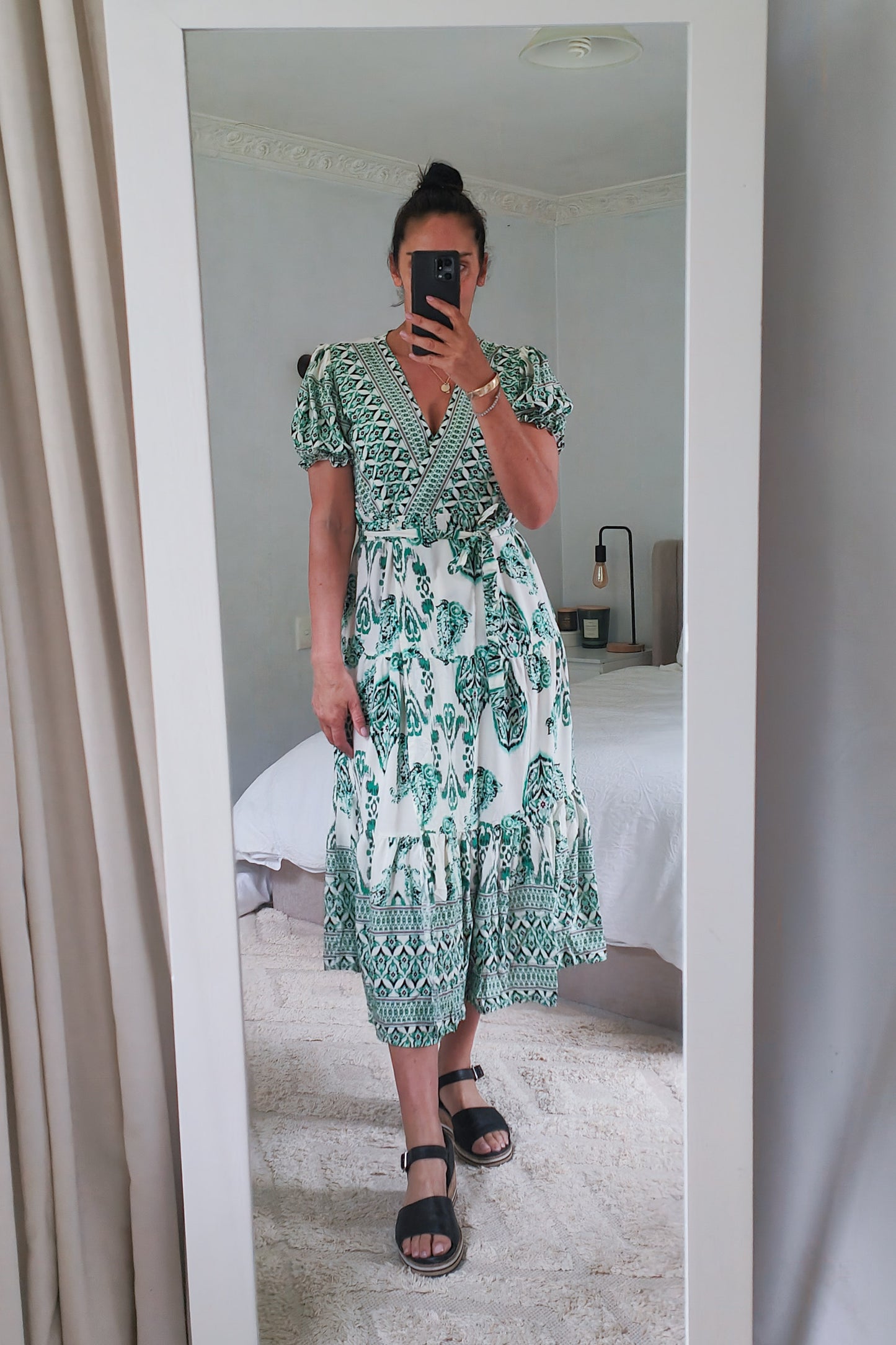 Green Geometric Eloise Wrap Dress
