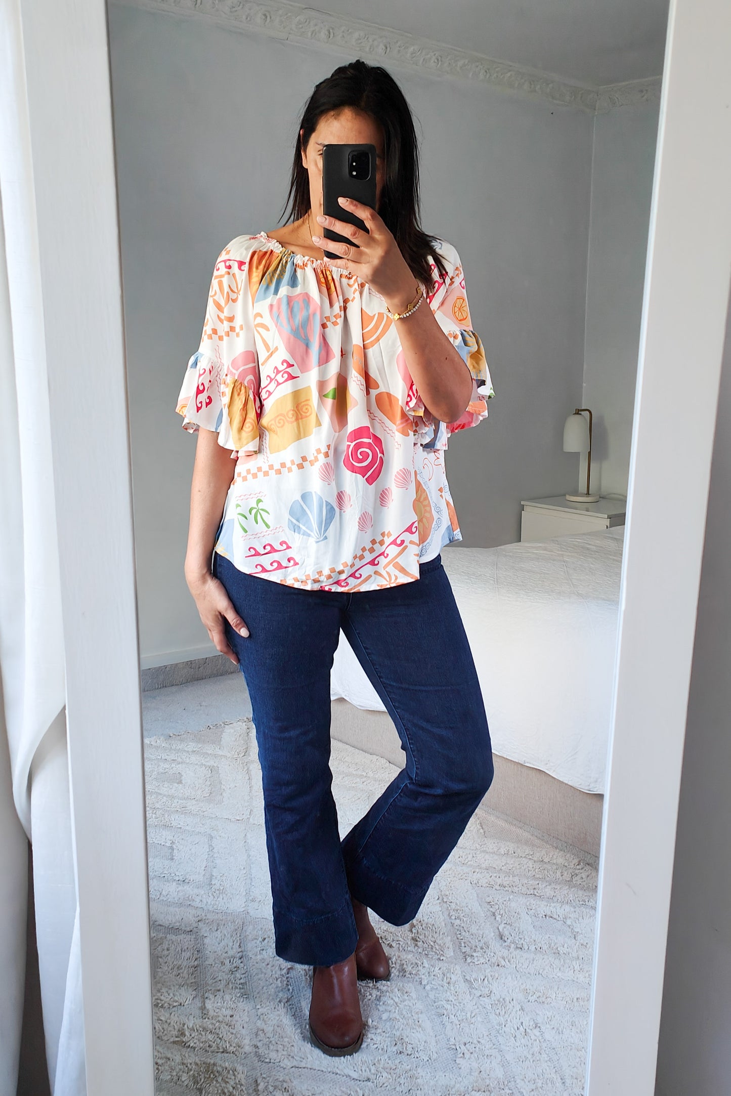 Shorter Patterned Off-shoulder Sabrina Top - Summer Lovin
