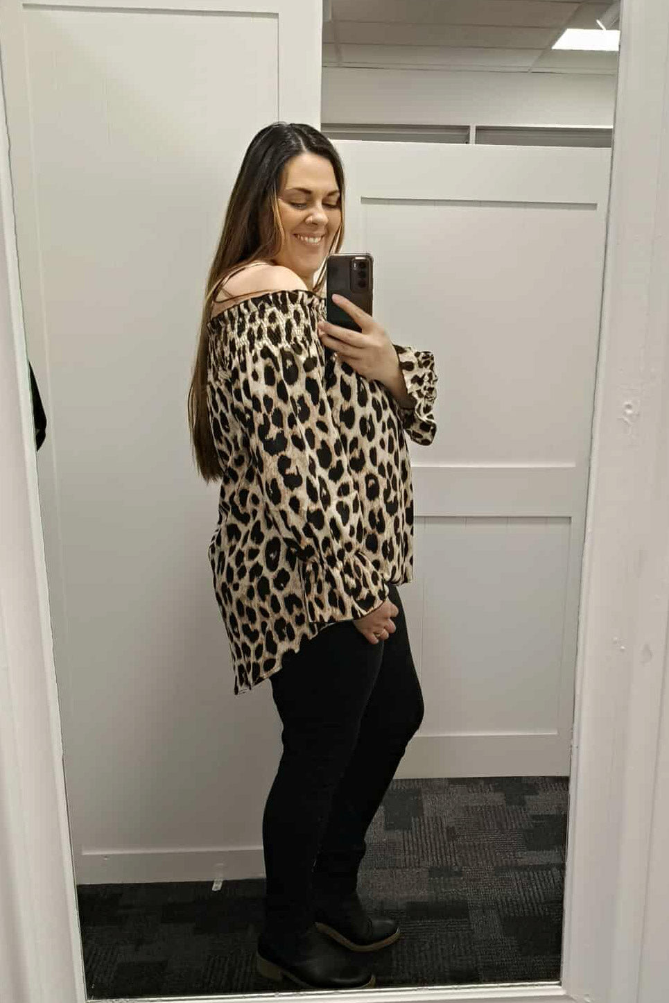 Off-shoulder Lighter Animal Print OverTop