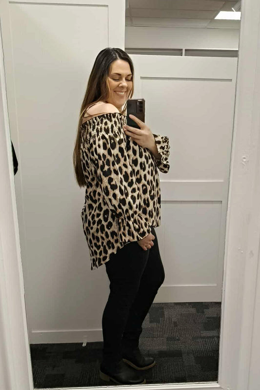 Off-shoulder Lighter Animal Print Over Top