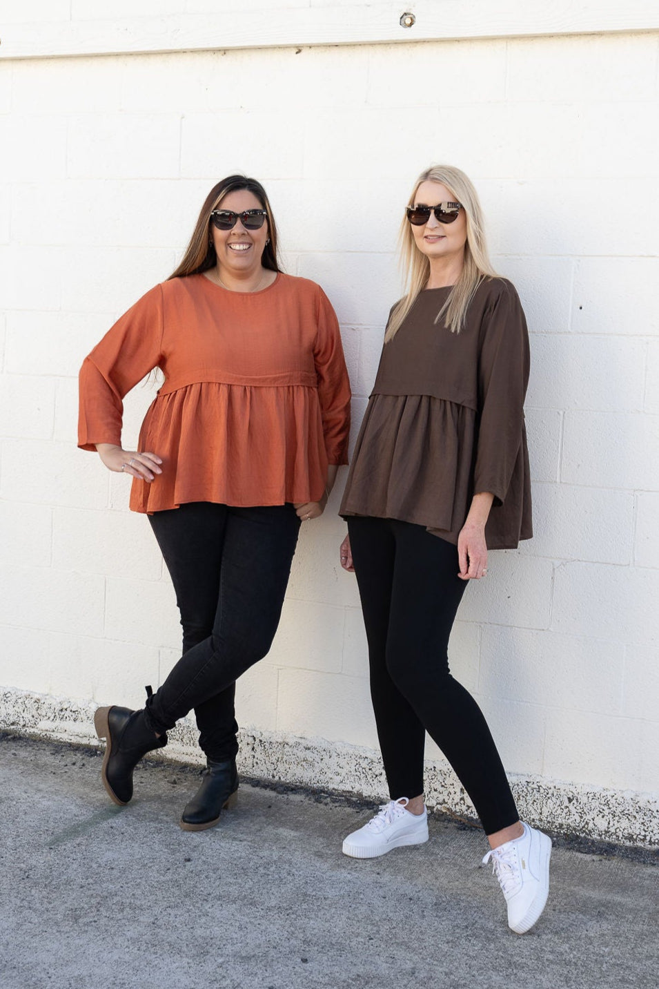Rust - Long Sleeve Frill Detail Top