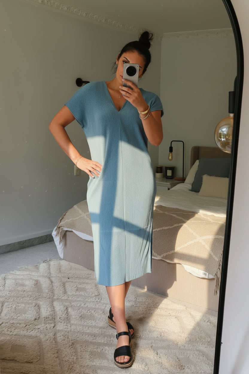Pleated Zara Dress - Aquamarine