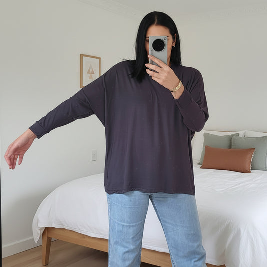 Loose Punn Batwing Top - Graphite