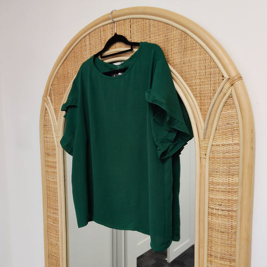 Emerald - Silky Vanessa Ruffle Sleeve Top