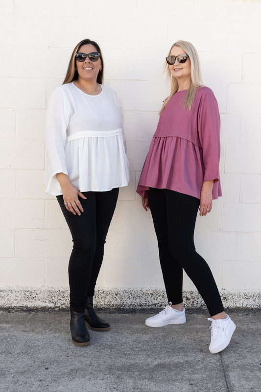 Blush - Long Sleeve Frill Detail Top