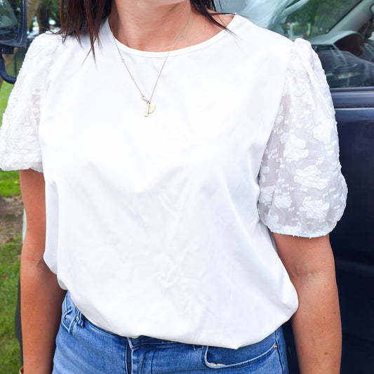 Chloe Puff Sleeve Top - White