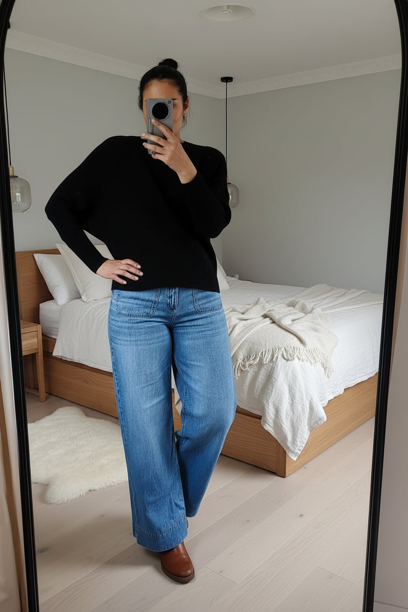 Black - Nellie Ribbed Batwing Knit